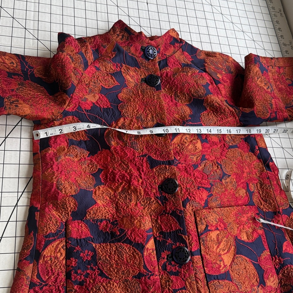1960s Style Brocade Swing Jacket “Jackie O” Evening Coat • Mandarin Collar - Picture 6 of 15